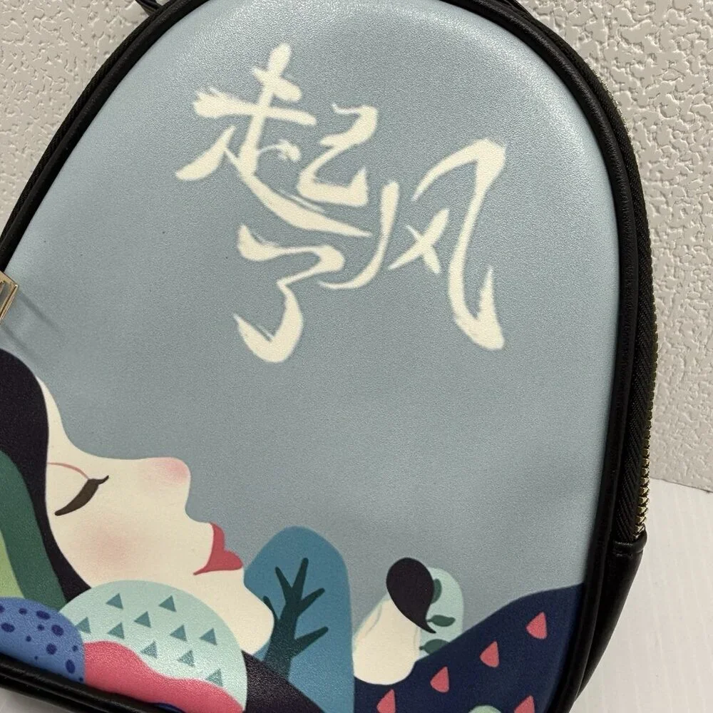 Japanese Mini Backpack Purse Crossbody Convertible Multi Strap Graphic Art  Bag